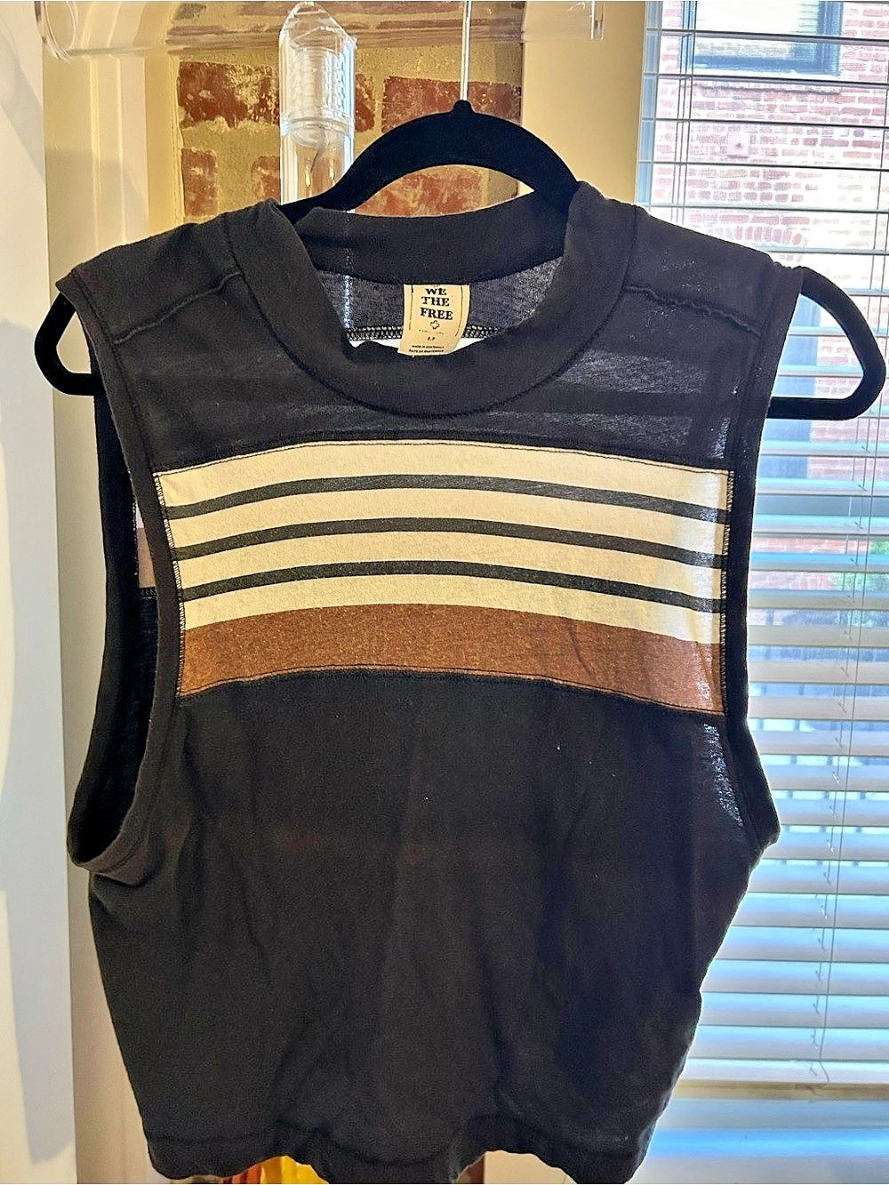 Free People Color Block Tank Top in Black & Brown